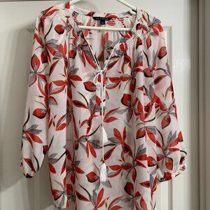Zac & Rachel Women's Red and White Blouse, Size Large